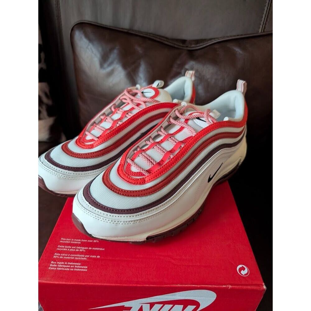 Nike Air Max 97 Retro Summit White Dark Team Dragon Red Black 1 90 95 FN6957 101 - Picture 2 of 5